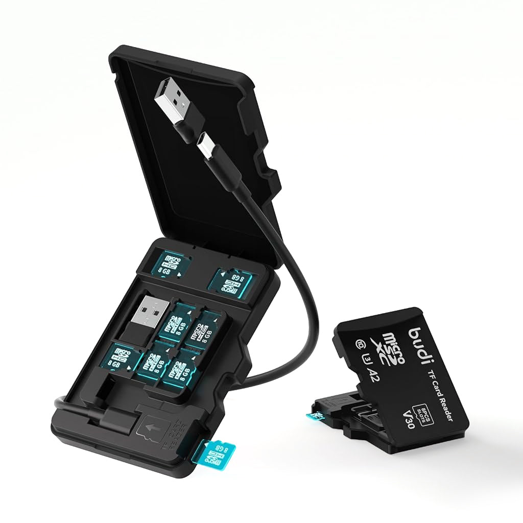 Verilux USB C Micro SD Memory Card Reader with 8 Slots SD/TF Card Reader Memory Card Flip Up Lid Design Card Reader Storage Case with USB A Adapter Universal Memory Card Reader for Phone, Laptop, PC Verilux USB C Micro SD Memory Card Reader with 8 Slots SD/TF Card Reader Memory Card Flip Up Lid Design Card Reader Storage Case with USB A Adapter Universal Memory Card Reader for Phone, Laptop, PC